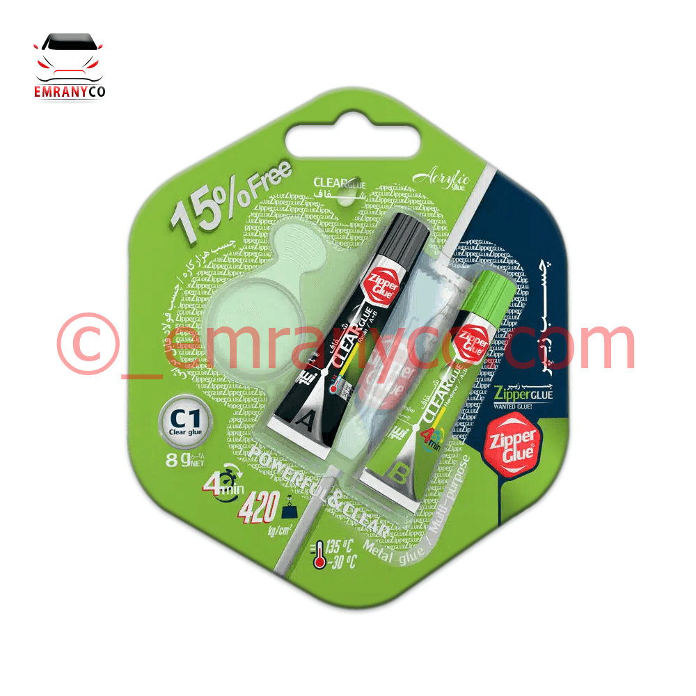 01901009 چسب دو قلو شفاف زیپر کوچک - تصویر 1